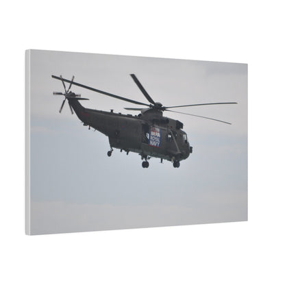 Sea King Helicopter Hovering With Rear And Side View, Matte Canvas, Stretched, 0.75" - The Trio Synergize Group
