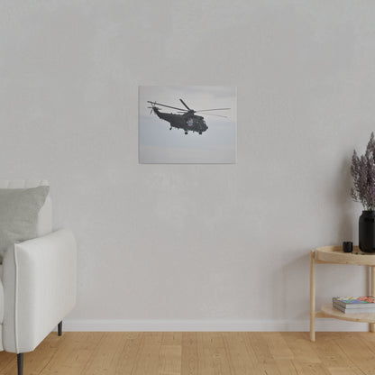 Sea King Helicopter Hovering With Rear And Side View, Matte Canvas, Stretched, 0.75" - The Trio Synergize Group