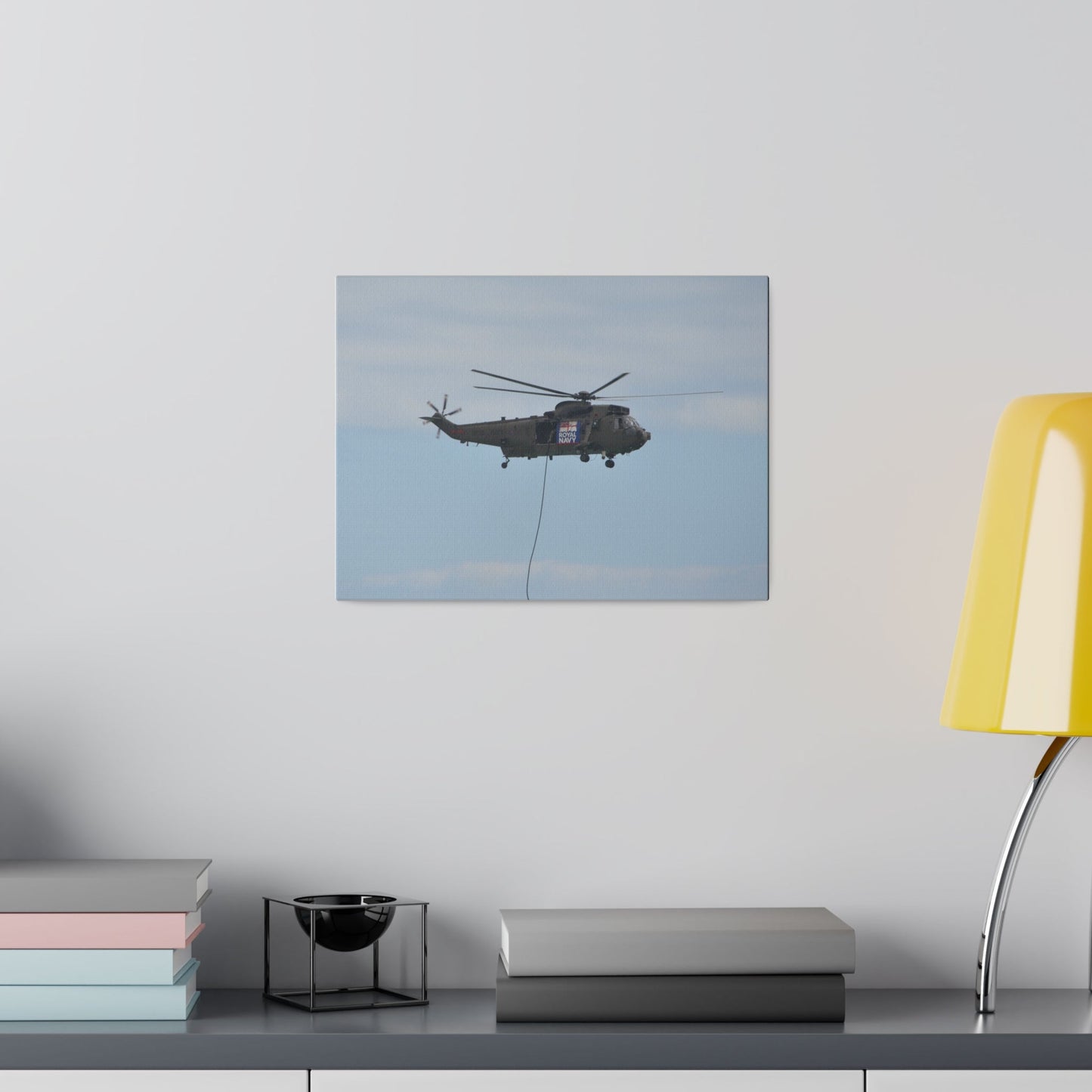 Sea King Helicopter Lowes Rope, Matte Canvas, Stretched, 0.75" - The Trio Synergize Group