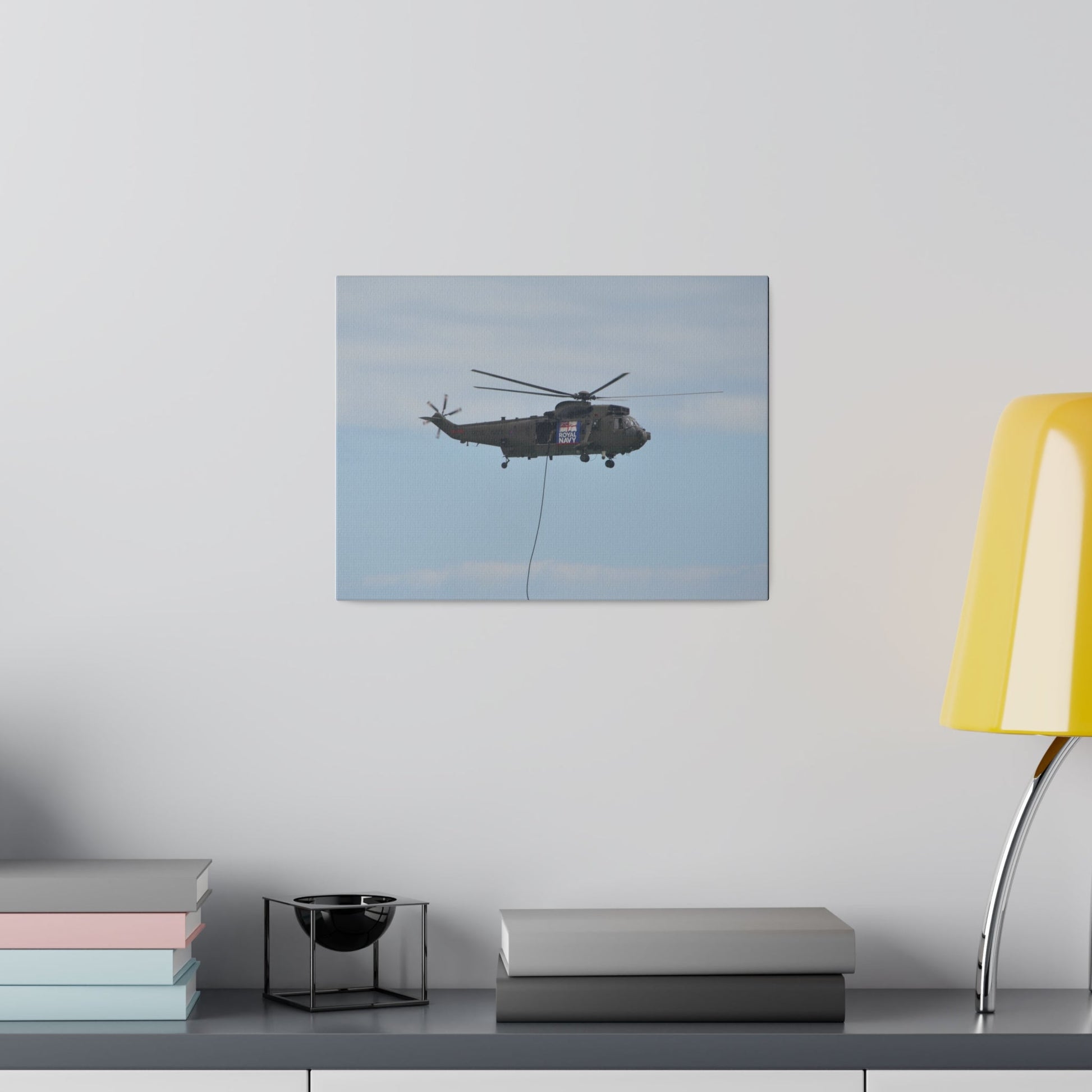Sea King Helicopter Lowes Rope, Matte Canvas, Stretched, 0.75" - The Trio Synergize Group