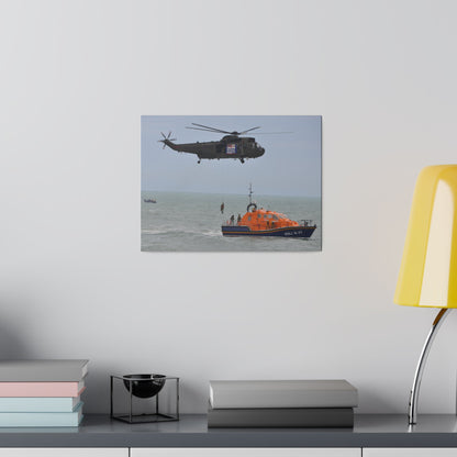 Sea King Helicopter Winching Crew Off RNLI Lifeboat - Canvas - The Trio Synergize Group