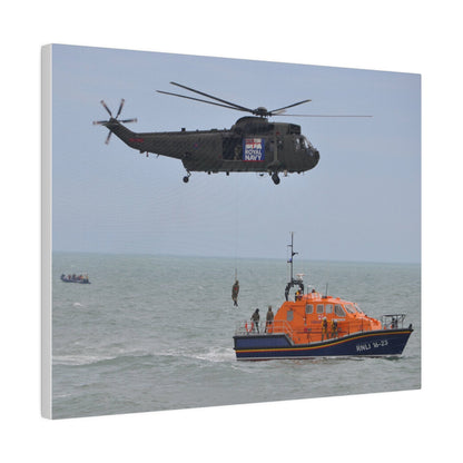 Sea King Helicopter Winching Crew Off RNLI Lifeboat - Canvas - The Trio Synergize Group