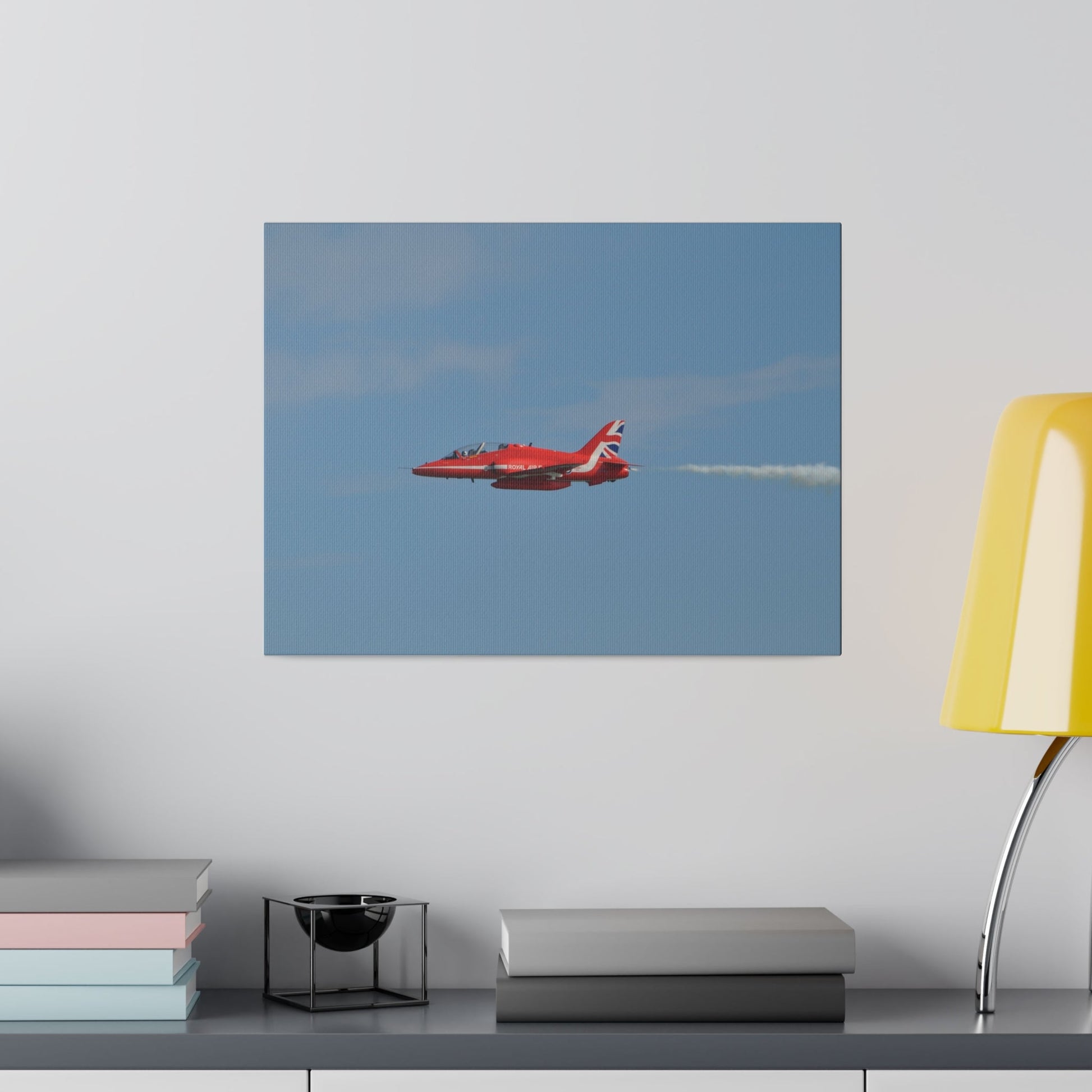Single Red Arrow Flying From The Right With White Smoke, Matte Canvas, Stretched, 0.75" - The Trio Synergize Group