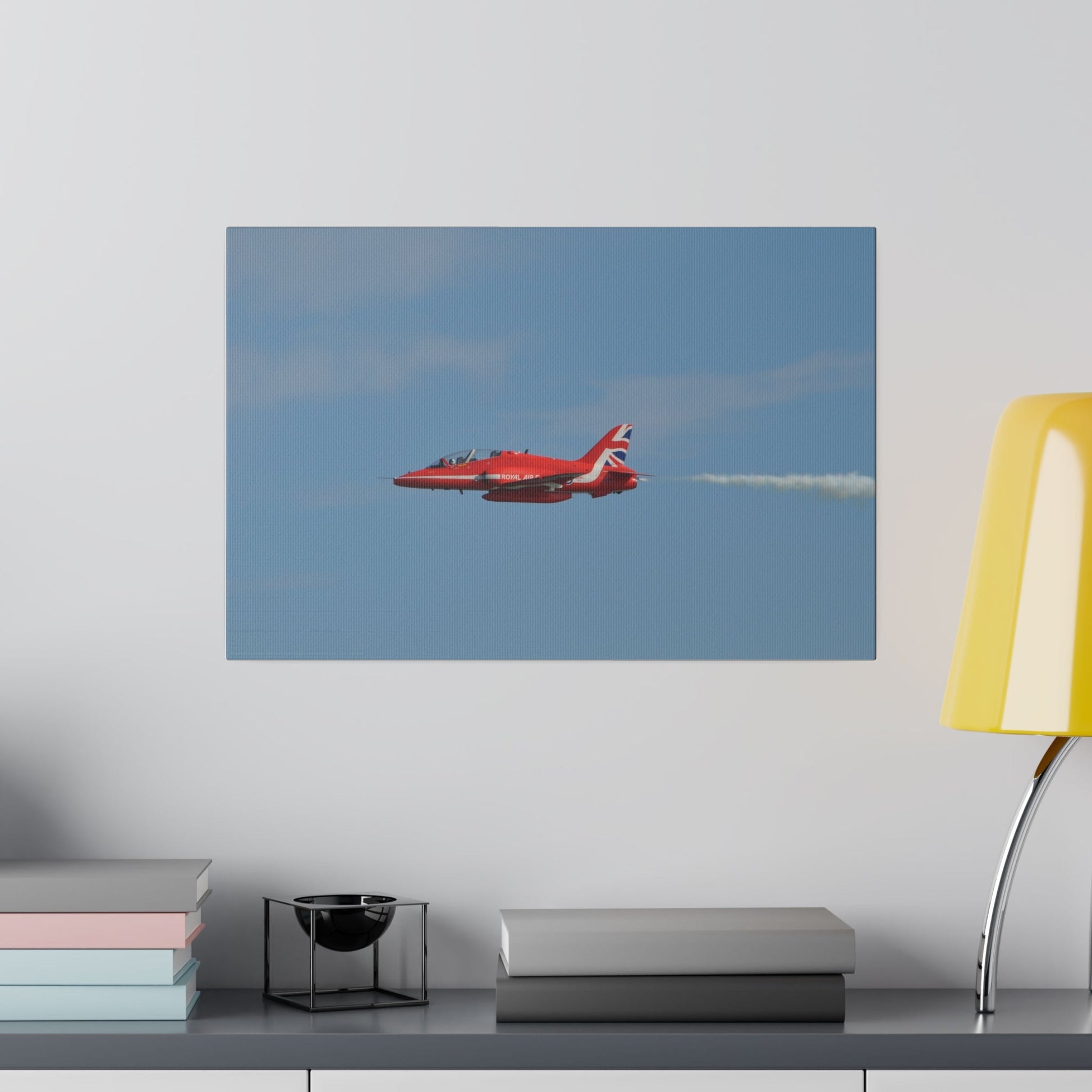 Single Red Arrow Flying From The Right With White Smoke, Matte Canvas, Stretched, 0.75" - The Trio Synergize Group