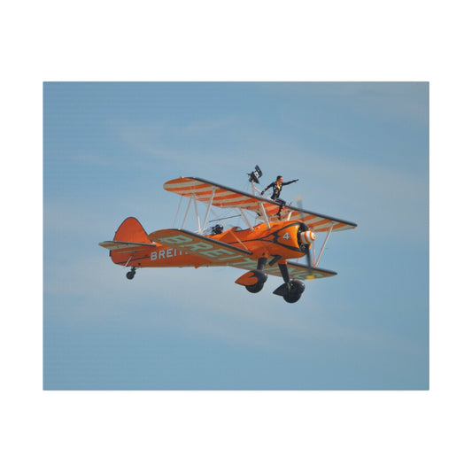 The Wing Walker Sitting On Wing Reaching Out Close Up Canvas - The Trio Synergize Group