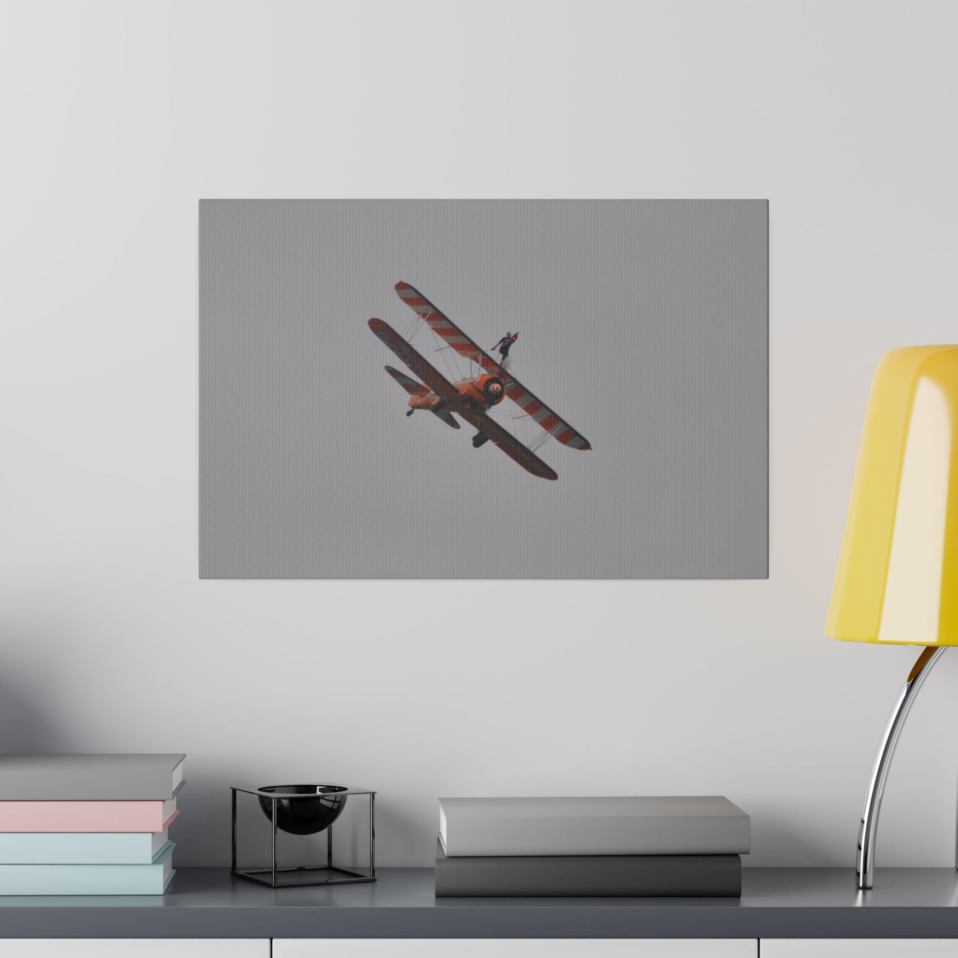 Single Wing Walker Flying From The Left, Front View Much Closer, Person Holding Their Right Leg, Matte Canvas, Stretched, 0.75" - The Trio Synergize Group
