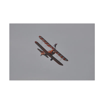 Single Wing Walker Flying From The Left, Front View Much Closer, Person Holding Their Right Leg, Matte Canvas, Stretched, 0.75" - The Trio Synergize Group