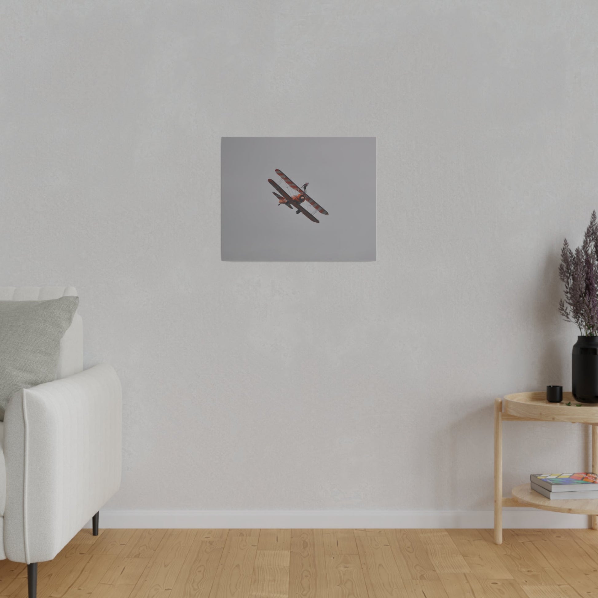 Single Wing Walker Flying From The Left, Front View Much Closer, Person Holding Their Right Leg, Matte Canvas, Stretched, 0.75" - The Trio Synergize Group