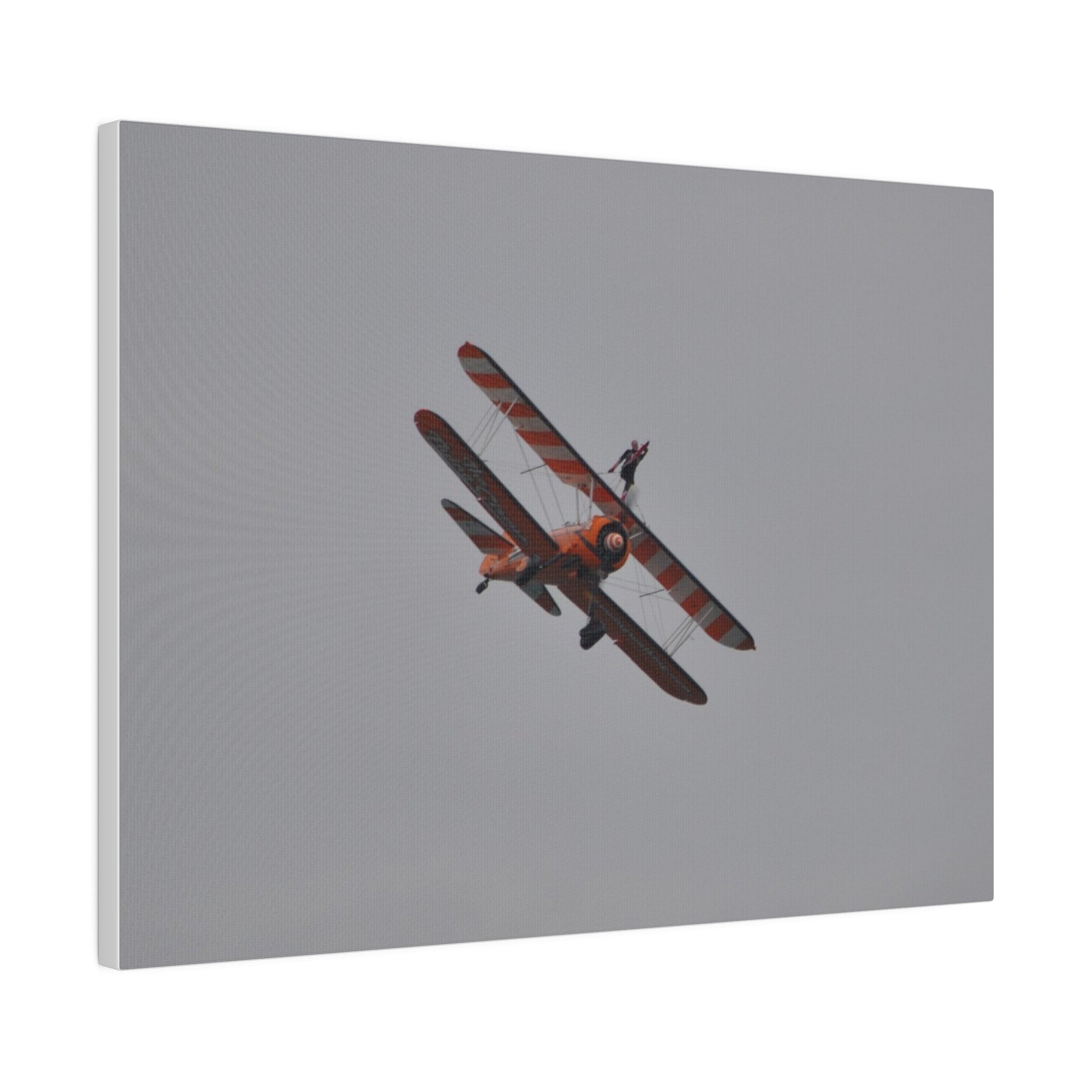 Single Wing Walker Flying From The Left, Front View Much Closer, Person Holding Their Right Leg, Matte Canvas, Stretched, 0.75" - The Trio Synergize Group