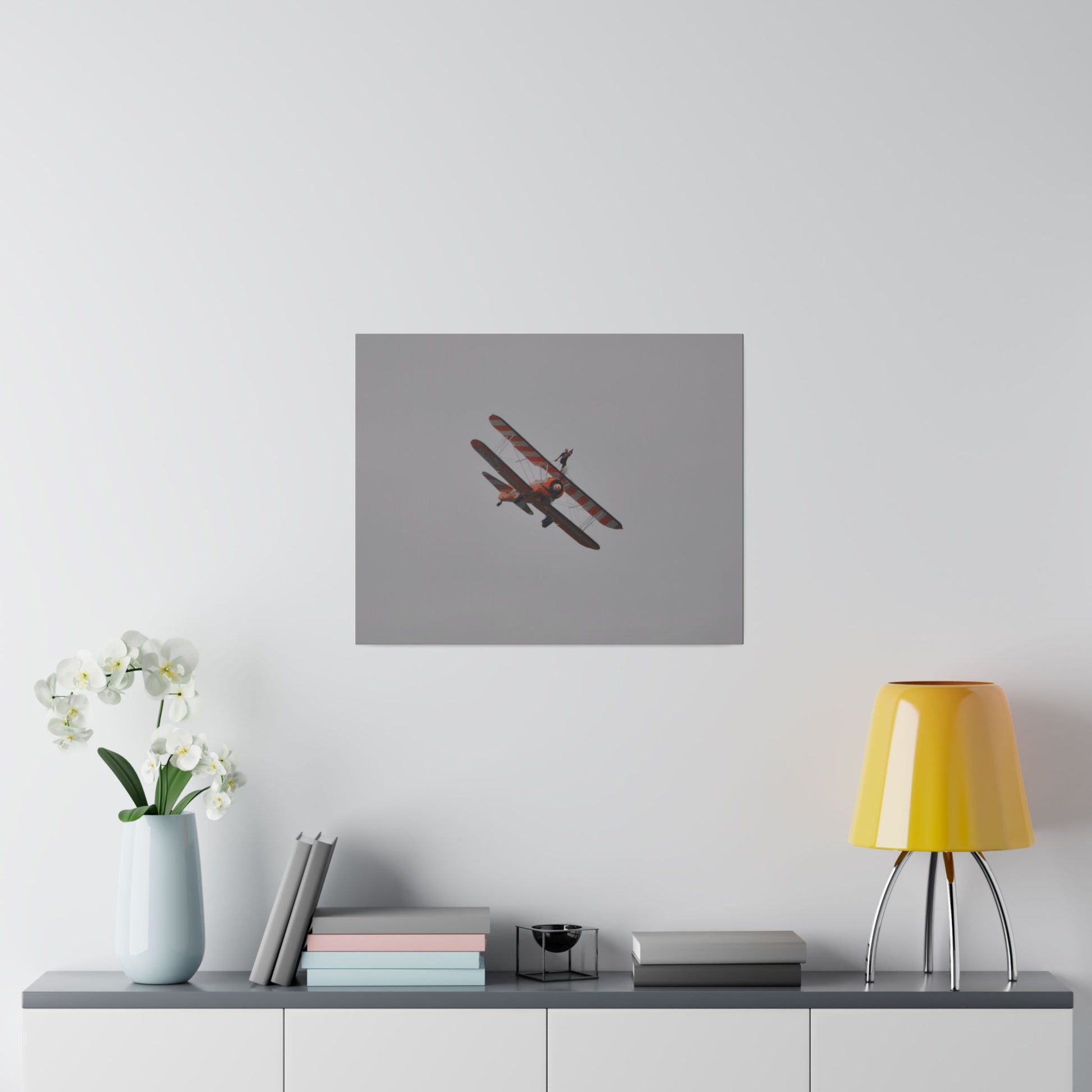 Single Wing Walker Flying From The Left, Front View Much Closer, Person Holding Their Right Leg, Matte Canvas, Stretched, 0.75" - The Trio Synergize Group