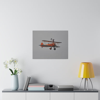 Single Wing Walker Flying From The Left, Front View Much Closer, Person Sitting On The Wing Without The Harness Looking Towards Us, Matte Canvas, Stretched, 0.75" - The Trio Synergize Group
