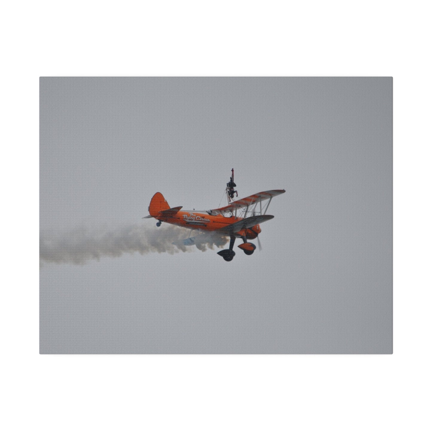 Single Wing Walker Flying From The Left With Side View And Smoke With Person Upside Close Up, Matte Canvas, Stretched, 0.75" - The Trio Synergize Group