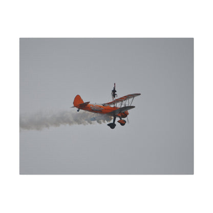 Single Wing Walker Flying From The Left With Side View And Smoke With Person Upside Close Up, Matte Canvas, Stretched, 0.75" - The Trio Synergize Group