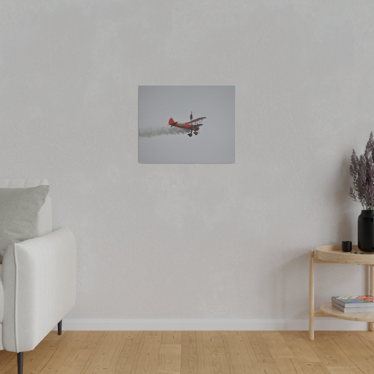 Single Wing Walker Flying From The Left With Side View And Smoke With Person Upside Close Up, Matte Canvas, Stretched, 0.75" - The Trio Synergize Group