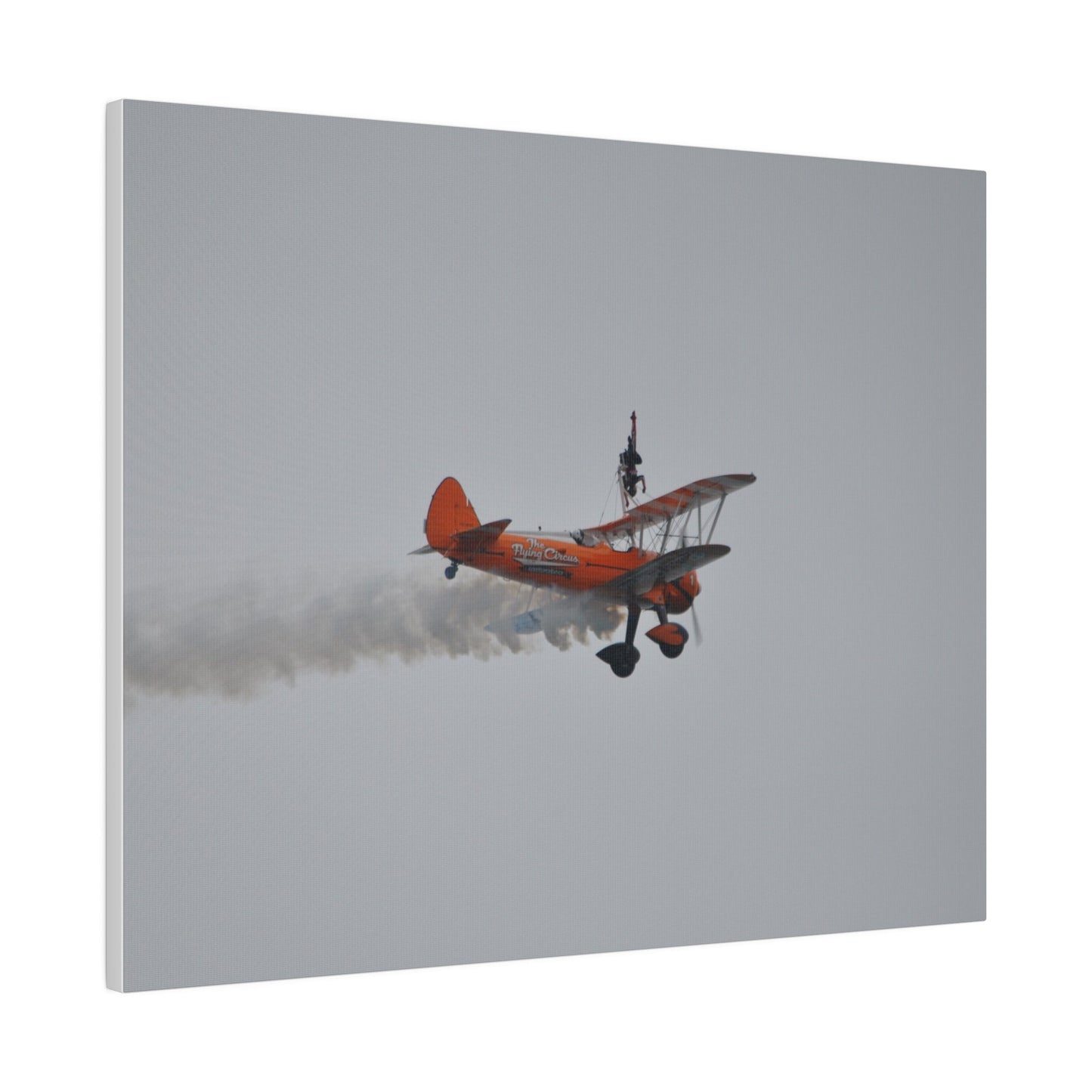 Single Wing Walker Flying From The Left With Side View And Smoke With Person Upside Close Up, Matte Canvas, Stretched, 0.75" - The Trio Synergize Group