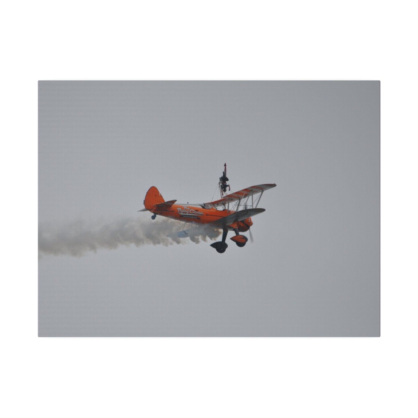 Single Wing Walker Flying From The Left With Side View And Smoke With Person Upside Close Up, Matte Canvas, Stretched, 0.75" - The Trio Synergize Group
