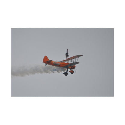 Single Wing Walker Flying From The Left With Side View And Smoke With Person Upside Close Up, Matte Canvas, Stretched, 0.75" - The Trio Synergize Group