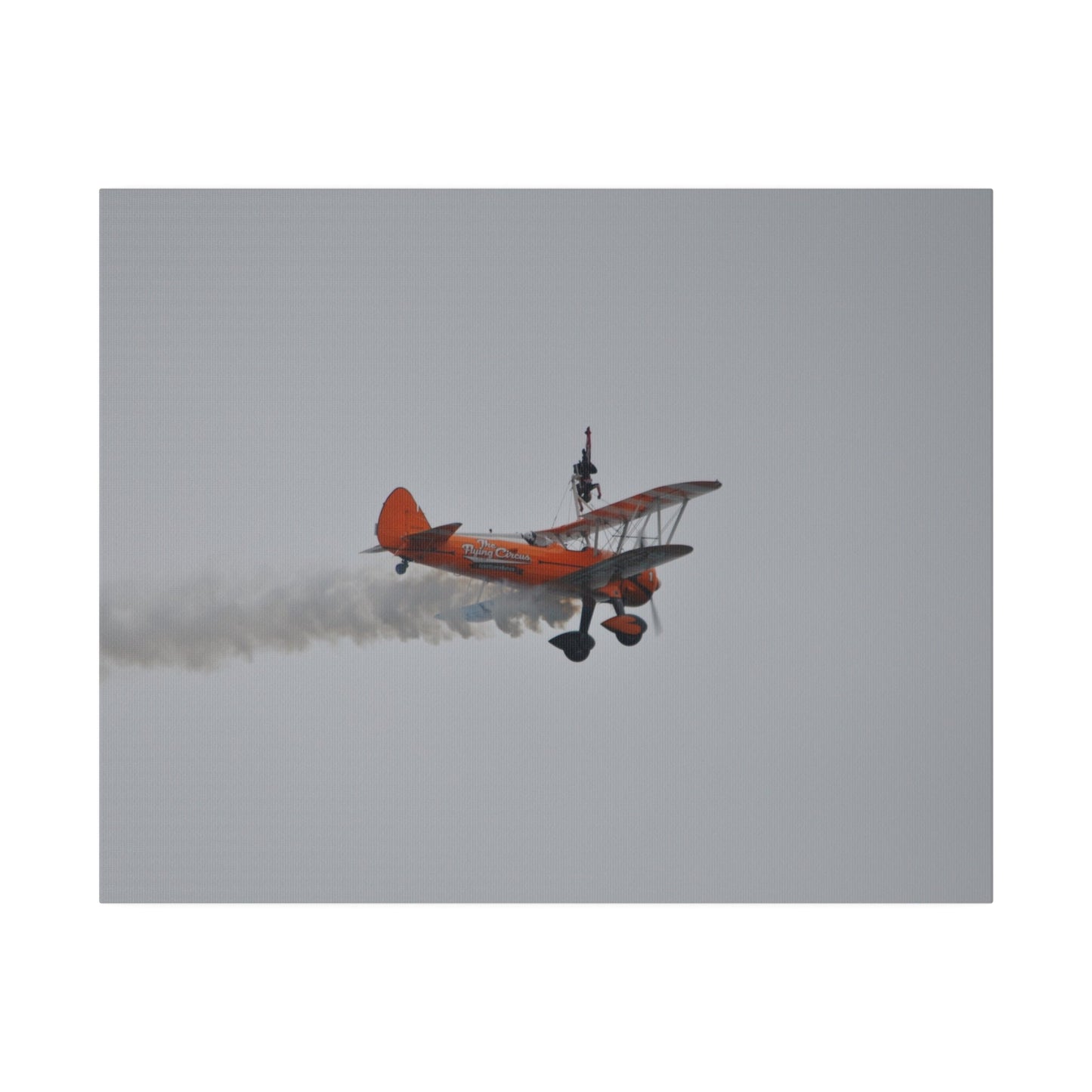Single Wing Walker Flying From The Left With Side View And Smoke With Person Upside Close Up, Matte Canvas, Stretched, 0.75" - The Trio Synergize Group