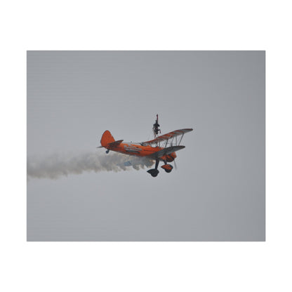 Single Wing Walker Flying From The Left With Side View And Smoke With Person Upside Close Up, Matte Canvas, Stretched, 0.75" - The Trio Synergize Group