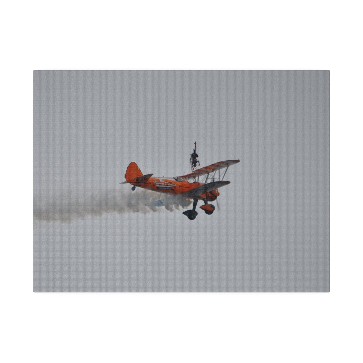 Single Wing Walker Flying From The Left With Side View And Smoke With Person Upside Close Up, Matte Canvas, Stretched, 0.75" - The Trio Synergize Group