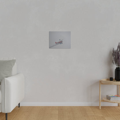 Single Wing Walker Flying From The Left With Side View Ascending, With Smoke And Person Laying Sideways Close Up, Matte Canvas, Stretched, 0.75" - The Trio Synergize Group