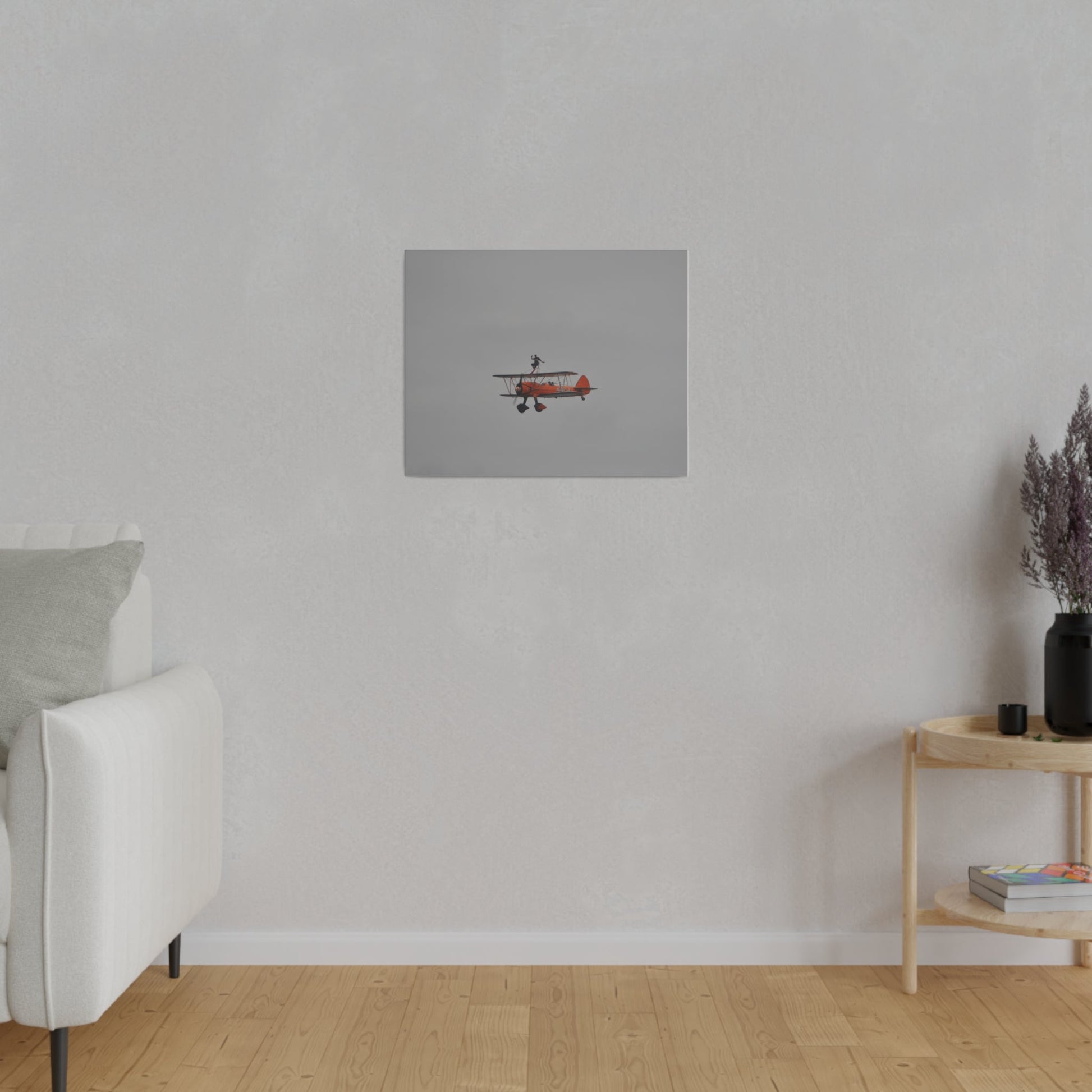 Single Wing Walker Flying From The Right With Front And Side View Close Up, Matte Canvas, Stretched, 0.75" - The Trio Synergize Group