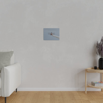 Single Wing Walker Flying Straight Forward With Smoke, With The Person Laying Sideways, Matte Canvas, Stretched, 0.75" - The Trio Synergize Group