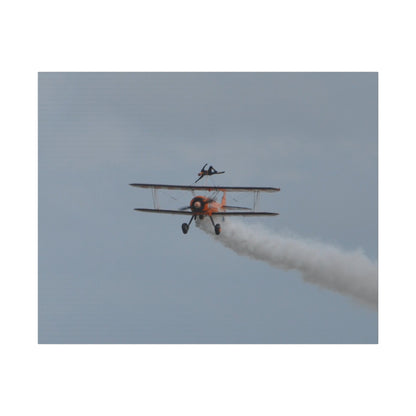 Single Wing Walker Flying Straight Forward With Smoke, With The Person Laying Sideways, Matte Canvas, Stretched, 0.75" - The Trio Synergize Group