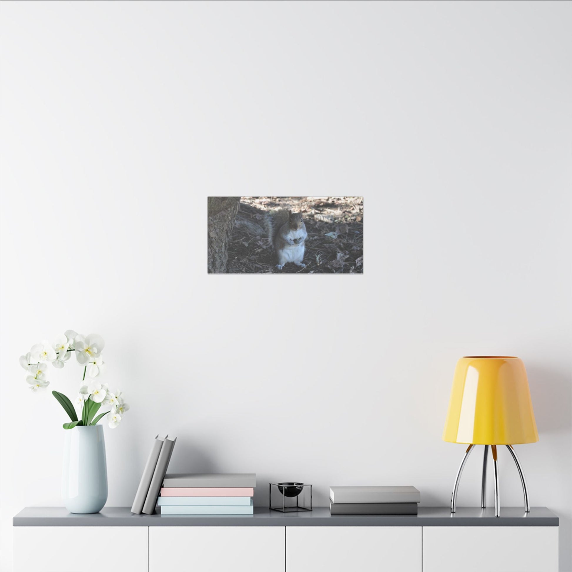 Squirrel Standing Next To A Tree, Holding A Nut Close Up Canvas - The Trio Synergize Group