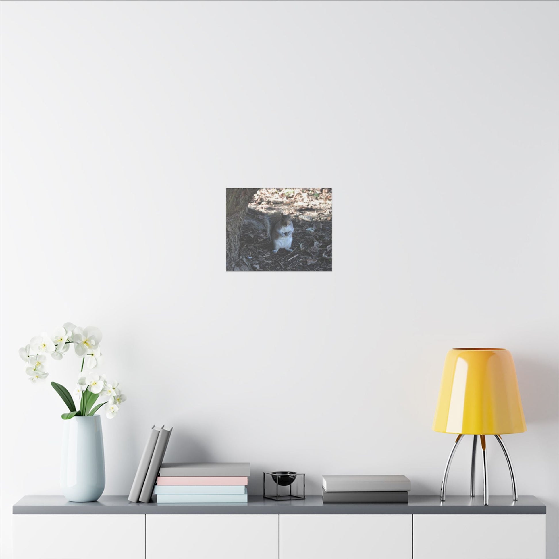 Squirrel Standing Next To A Tree, Holding A Nut Close Up Canvas - The Trio Synergize Group