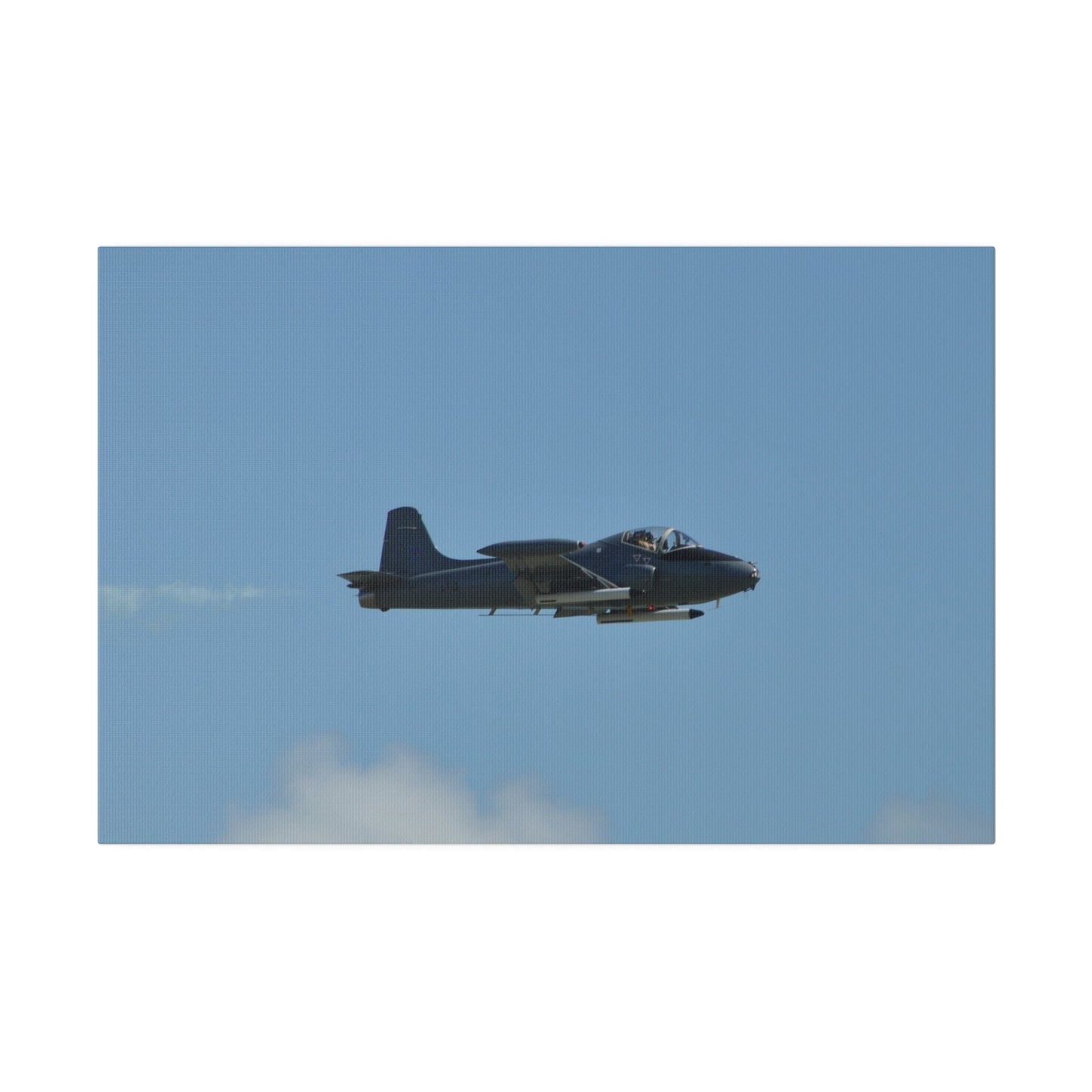 Strikemaster Flying From The Left With Smoke, With Front And Side View, Matte Canvas, Stretched, 0.75" - The Trio Synergize Group