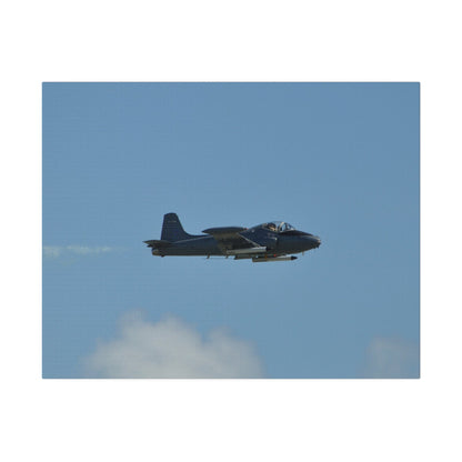 Strikemaster Flying From The Left With Smoke, With Front And Side View, Matte Canvas, Stretched, 0.75" - The Trio Synergize Group