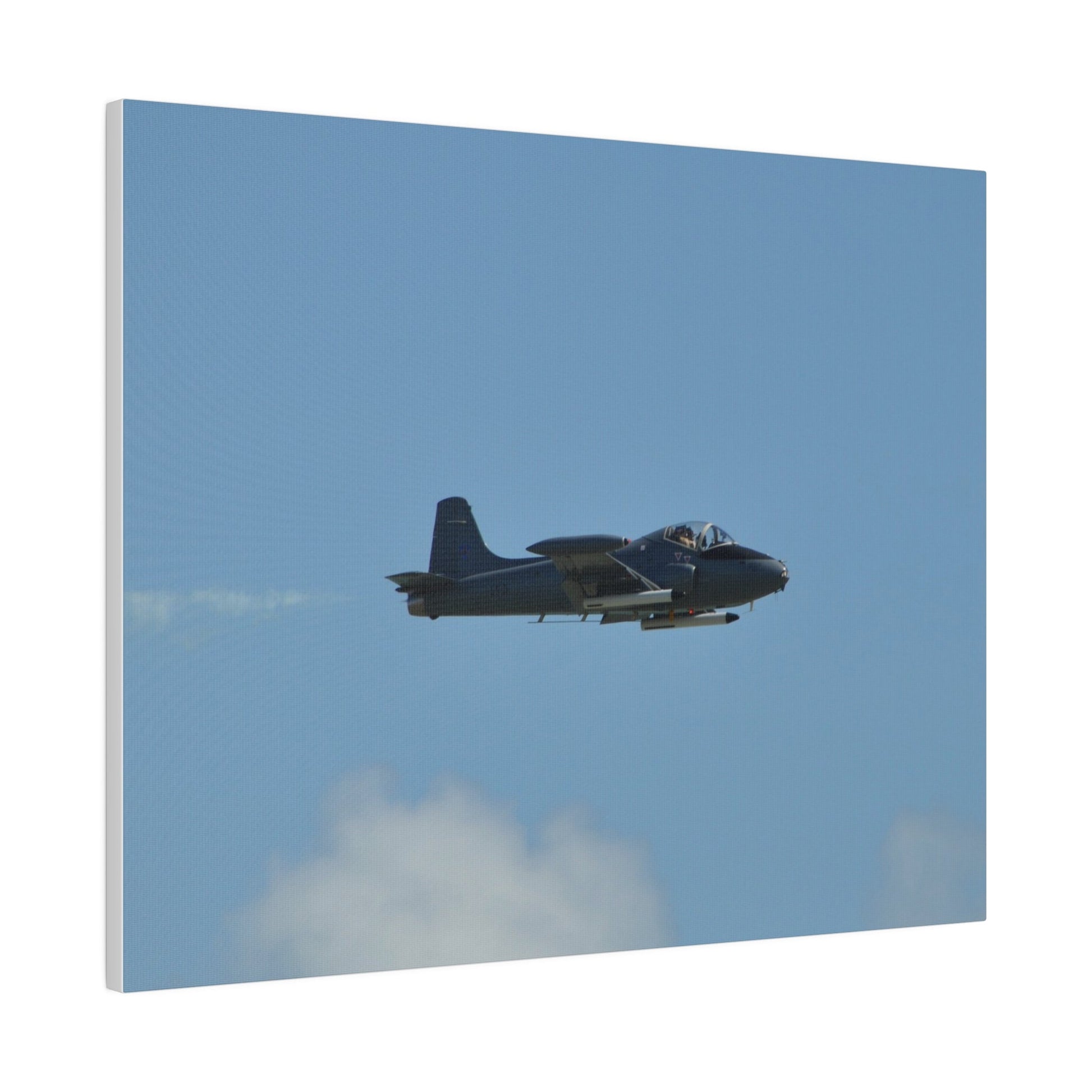 Strikemaster Flying From The Left With Smoke, With Front And Side View, Matte Canvas, Stretched, 0.75" - The Trio Synergize Group