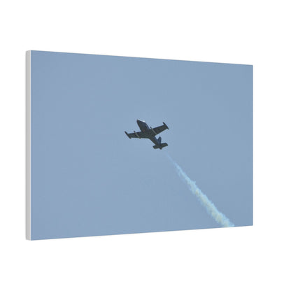 Strikemaster Flying From The Right With Smoke And A View Of The Undercarriage, Matte Canvas, Stretched, 0.75" - The Trio Synergize Group