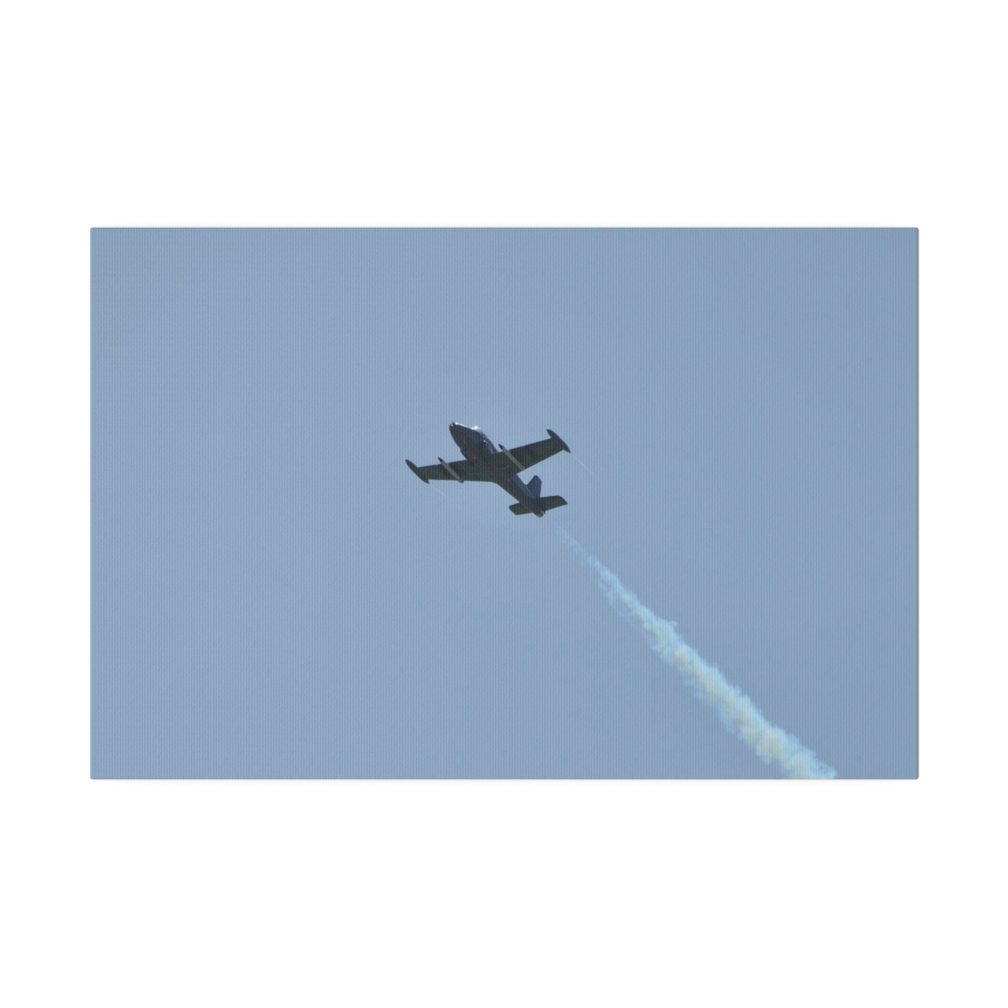 Strikemaster Flying From The Right With Smoke And A View Of The Undercarriage, Matte Canvas, Stretched, 0.75" - The Trio Synergize Group