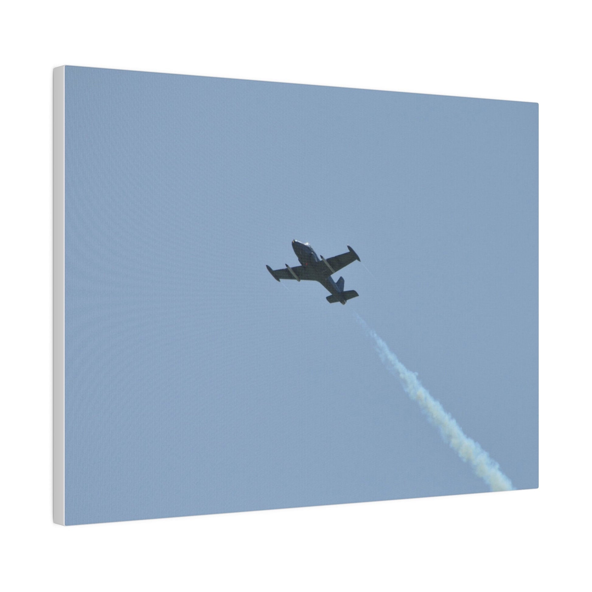 Strikemaster Flying From The Right With Smoke And A View Of The Undercarriage, Matte Canvas, Stretched, 0.75" - The Trio Synergize Group