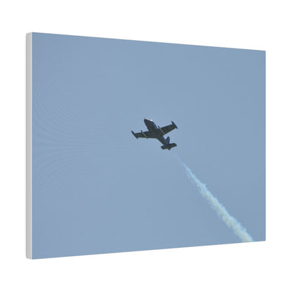 Strikemaster Flying From The Right With Smoke And A View Of The Undercarriage, Matte Canvas, Stretched, 0.75" - The Trio Synergize Group
