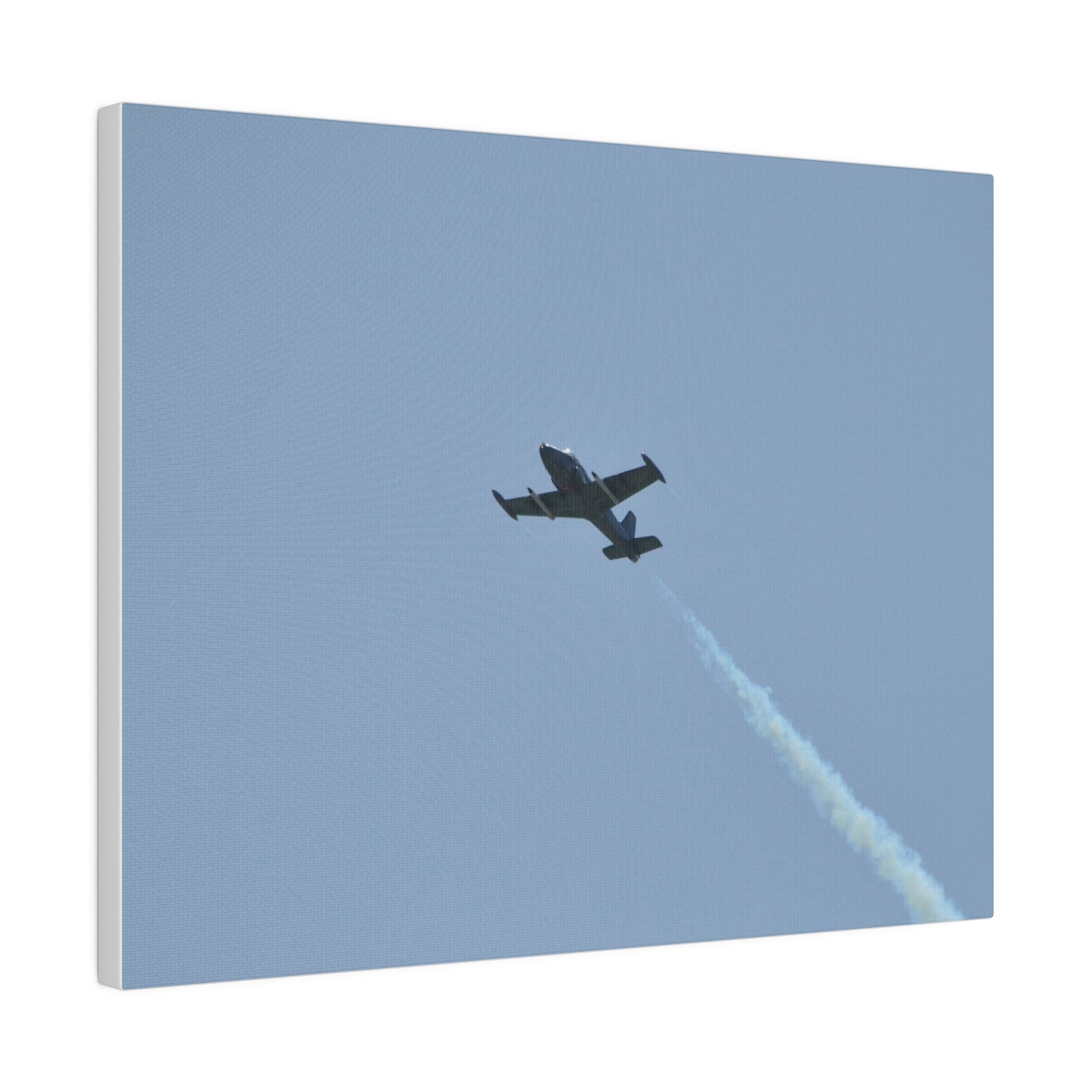 Strikemaster Flying From The Right With Smoke And A View Of The Undercarriage, Matte Canvas, Stretched, 0.75" - The Trio Synergize Group