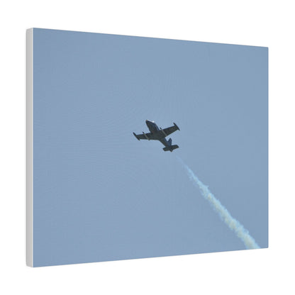 Strikemaster Flying From The Right With Smoke And A View Of The Undercarriage, Matte Canvas, Stretched, 0.75" - The Trio Synergize Group