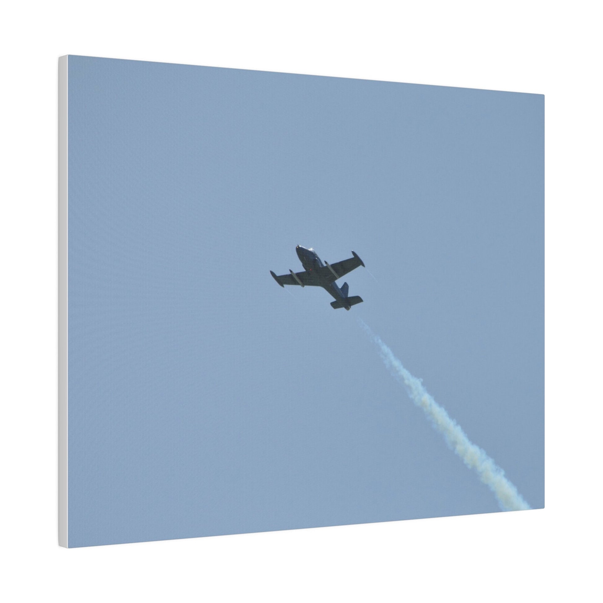 Strikemaster Flying From The Right With Smoke And A View Of The Undercarriage, Matte Canvas, Stretched, 0.75" - The Trio Synergize Group