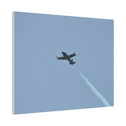 Strikemaster Flying From The Right With Smoke And A View Of The Undercarriage, Matte Canvas, Stretched, 0.75" - The Trio Synergize Group
