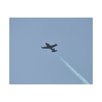 Strikemaster Flying From The Right With Smoke And A View Of The Undercarriage, Matte Canvas, Stretched, 0.75" - The Trio Synergize Group