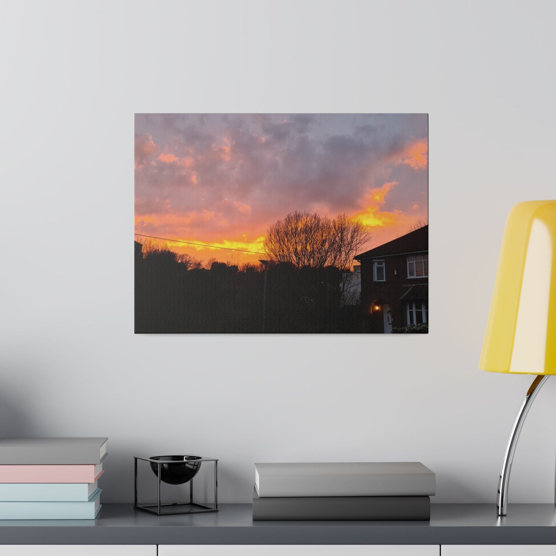 Sunset With Orange Sky, Matte Canvas, Stretched, 0.75" - The Trio Synergize Group