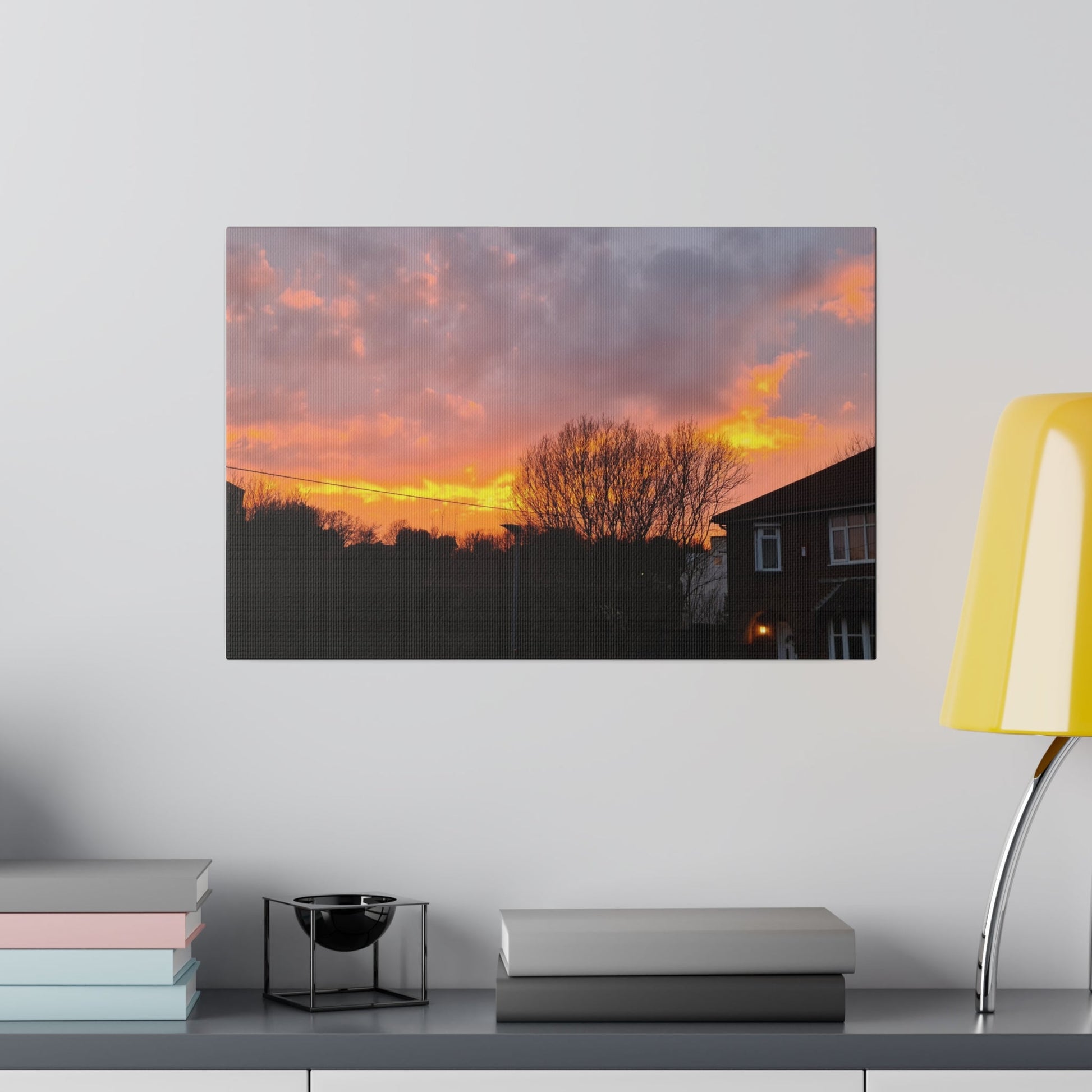 Sunset With Orange Sky, Matte Canvas, Stretched, 0.75" - The Trio Synergize Group