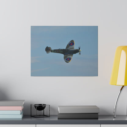 Supermarine Spitfire Two - Seater Flying From The Left With A Slight Angle Close Up, Matte Canvas, Stretched, 0.75" - The Trio Synergize Group