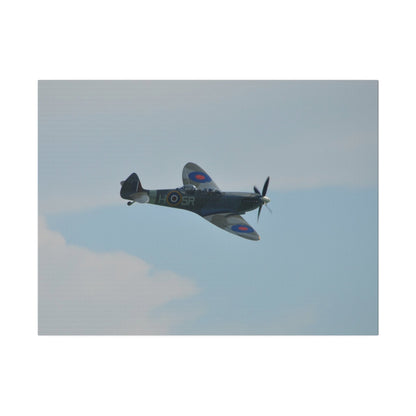 Supermarine Spitfire Two - Seater Flying From The Left With A Slight Angle Close Up, Matte Canvas, Stretched, 0.75" - The Trio Synergize Group