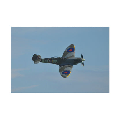 Supermarine Spitfire Two - Seater Flying From The Left With A Slight Angle Close Up, Matte Canvas, Stretched, 0.75" - The Trio Synergize Group