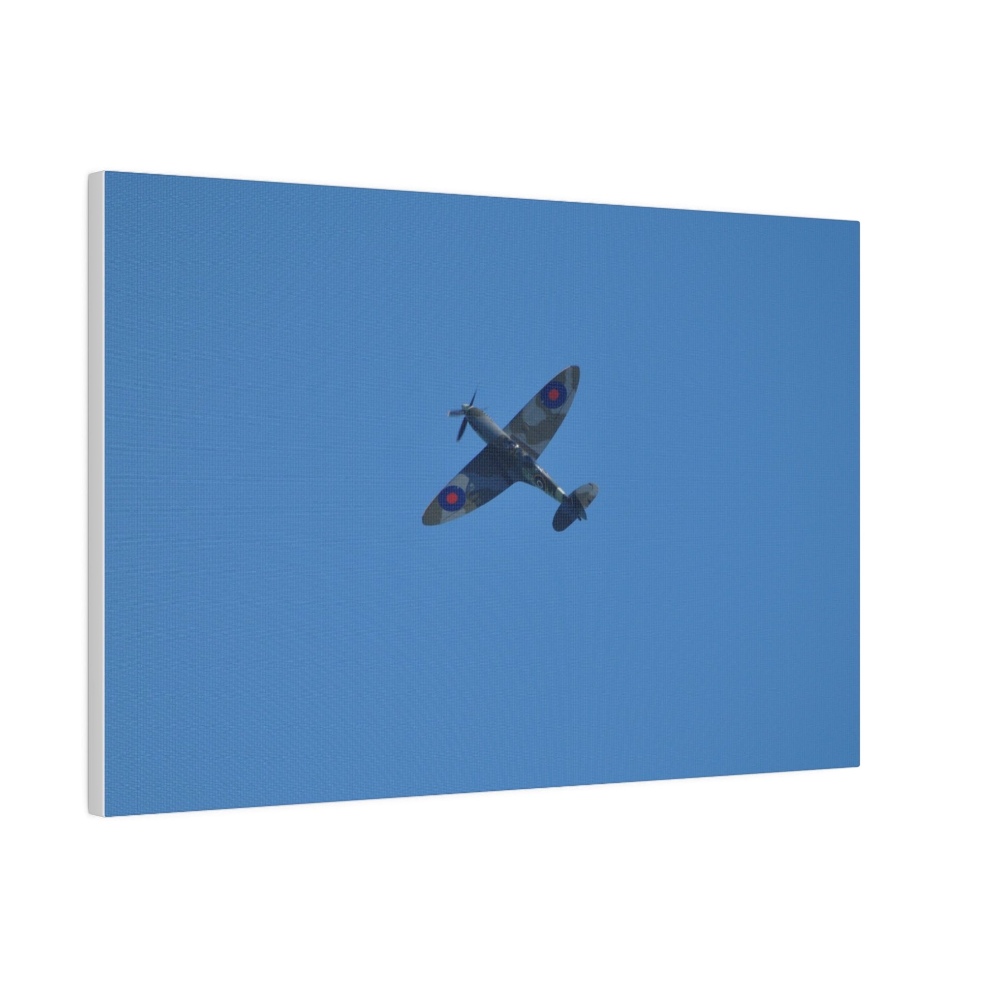 Supermarine Spitfire Two - Seater Flying From The Right Ascending With A Sharpe Angle, Matte Canvas, Stretched, 0.75" - The Trio Synergize Group