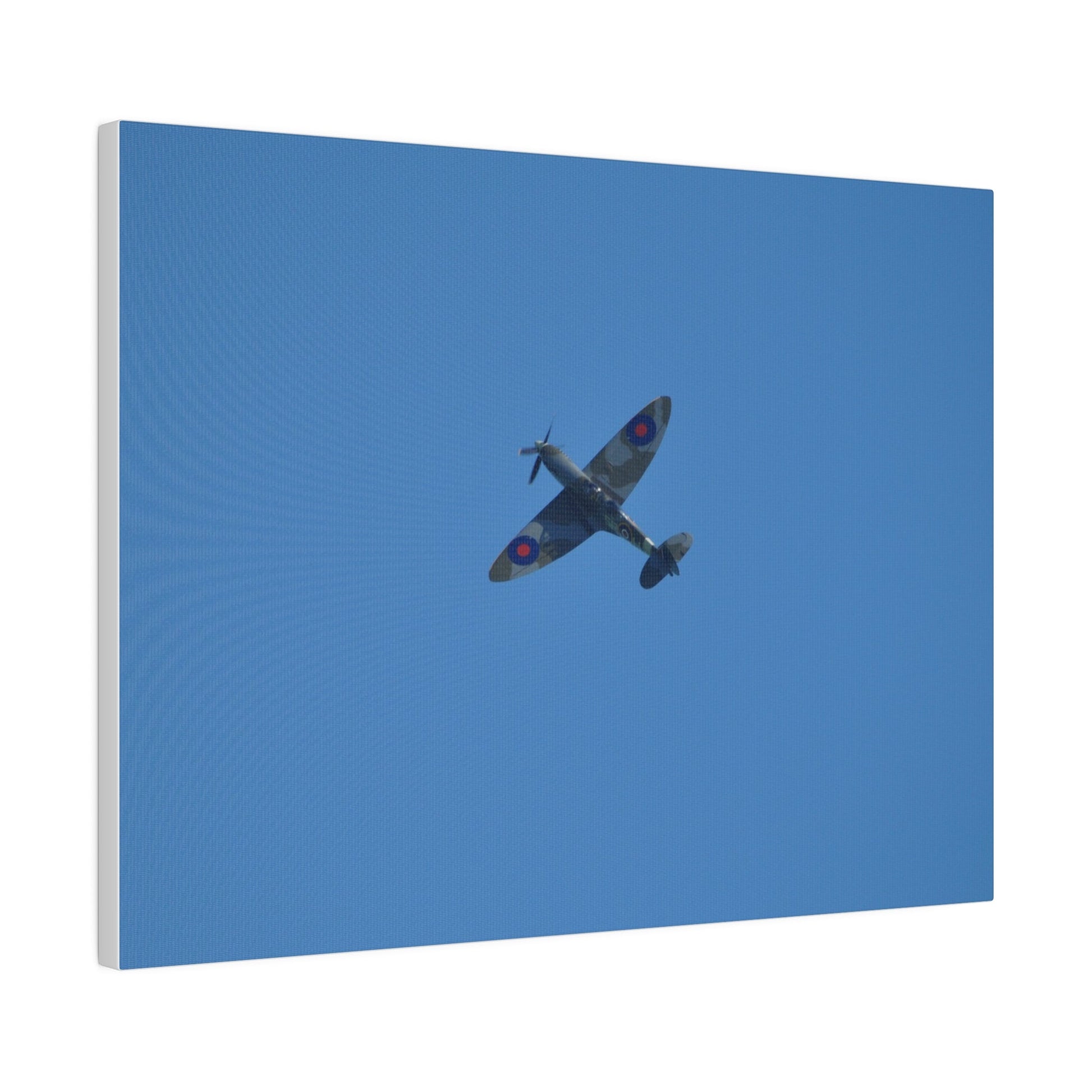Supermarine Spitfire Two - Seater Flying From The Right Ascending With A Sharpe Angle, Matte Canvas, Stretched, 0.75" - The Trio Synergize Group