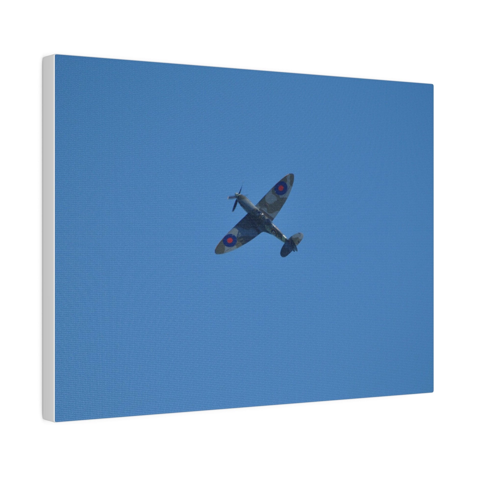 Supermarine Spitfire Two - Seater Flying From The Right Ascending With A Sharpe Angle, Matte Canvas, Stretched, 0.75" - The Trio Synergize Group